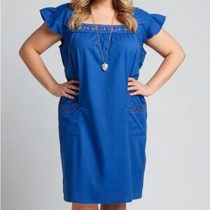 Dreams Co. Royal‎ Blue Ruffle Sleeve House Dress/Nightie/Sun Dress  -- 5X